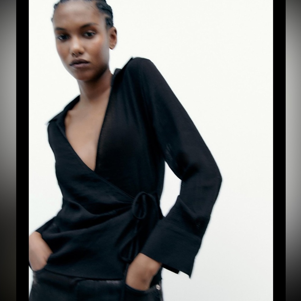 NWT Zara Tied Flowy Shirt
